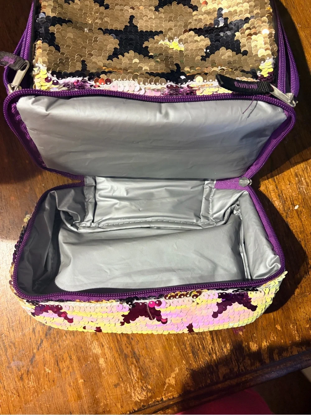 Kids Sequin Star Lunch bag- Purple Iridescent